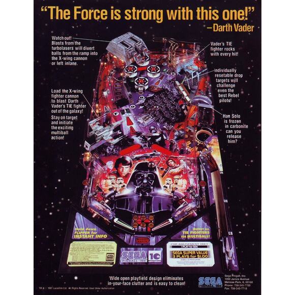 Star Wars Trilogy Pinball FLYER Original NOS 1997 Art Print Sheet Sci-Fi - Picture 2 of 4